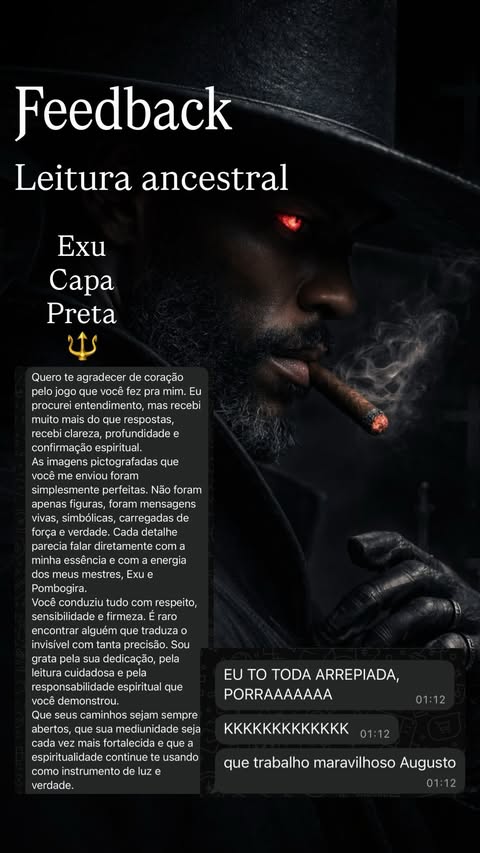 Depoimento sobre a Leitura Ancestral, Exu Capa Preta