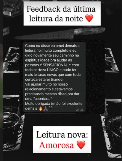 Print de depoimento sobre a leitura amorosa