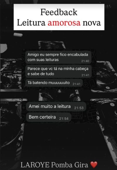 Print de depoimento sobre a leitura amorosa